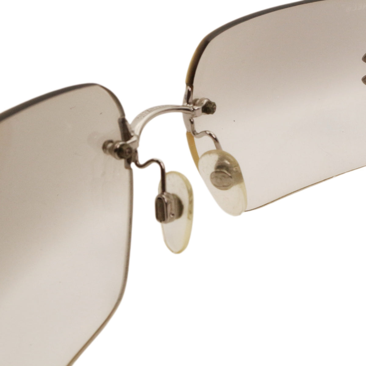 CHANEL 4017-D Y2K Grey Gradient Rhinestone CC Rimless Sunglasses [Used]