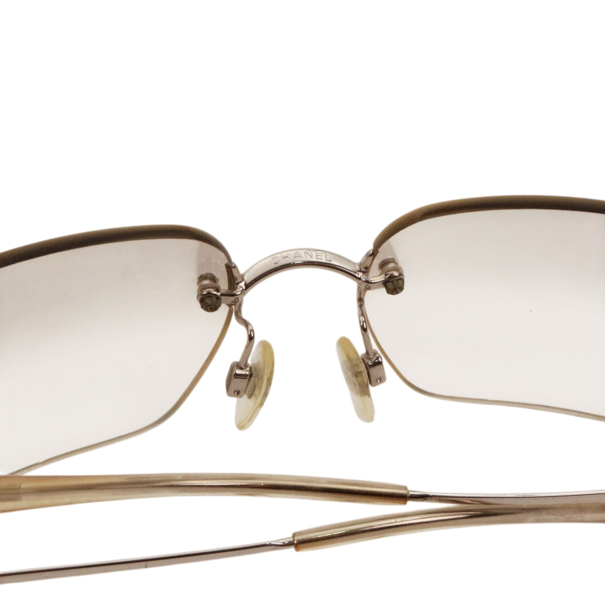 CHANEL 4017-D Y2K Grey Gradient Rhinestone CC Rimless Sunglasses [Used]