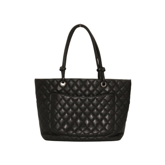 CHANEL Black Quilted Calfskin Large Cambon Ligne Tote Bag [Used]