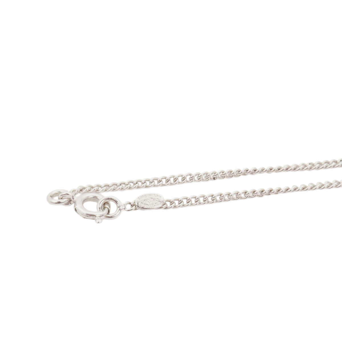 CHANEL 07V Silver Tone Rhinestone Double CC Pendant Necklace [Used]