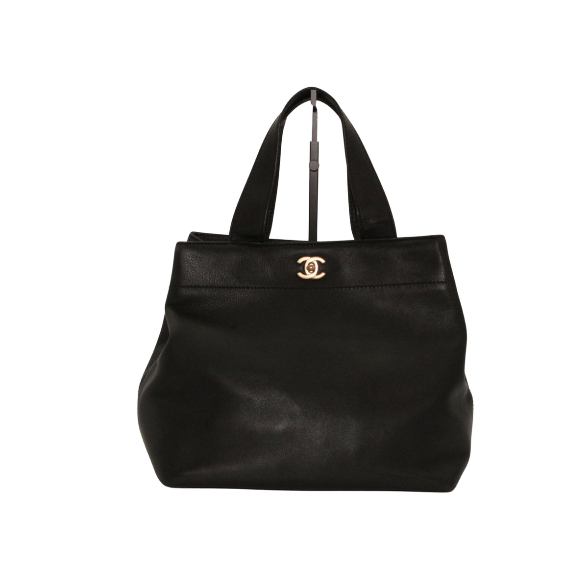 CHANEL Black Lambskin CC Turnlock Tote Bag [Used]