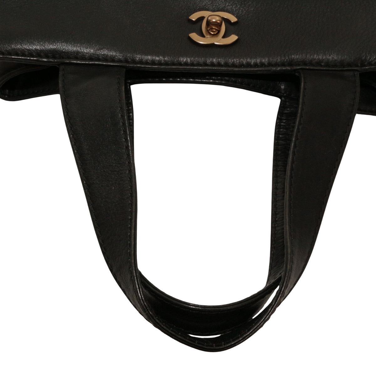 CHANEL Black Lambskin CC Turnlock Tote Bag [Used]