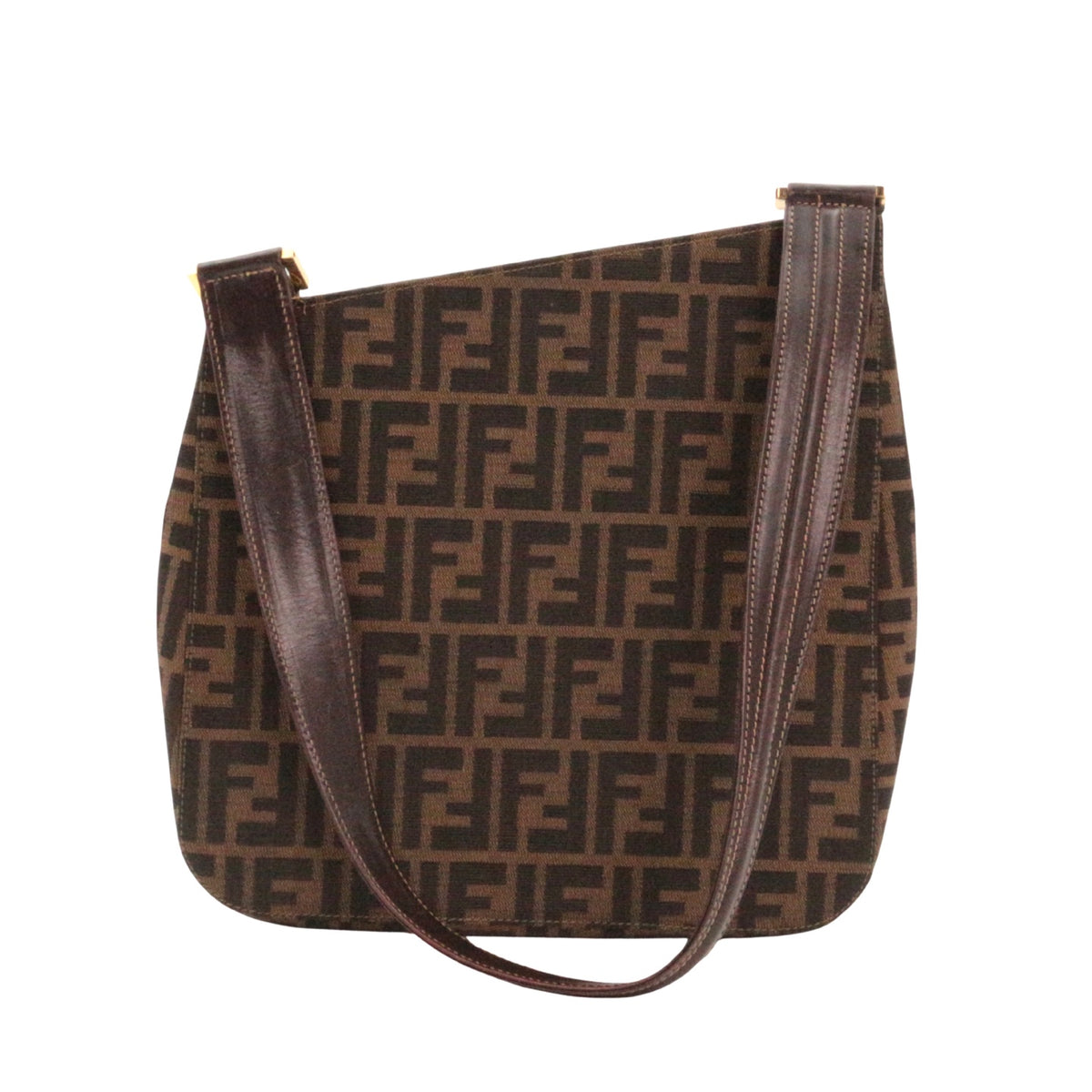 FENDI Vintage Brown Zucca Canvas Shoulder Tote Bag [Used]