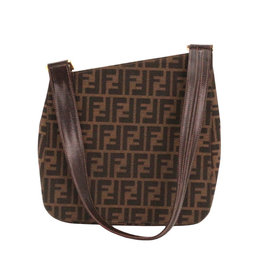 FENDI Vintage Brown Zucca Canvas Shoulder Tote Bag [Used]