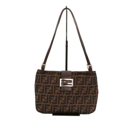 FENDI Vintage Brown Zucca Canvas FF Buckle Shoulder Bag [Used]