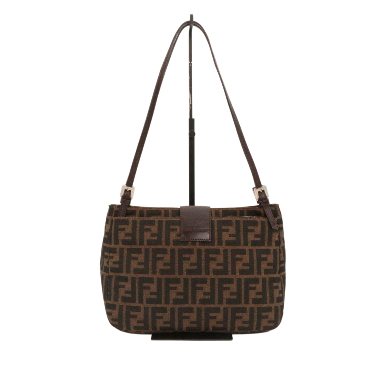 FENDI Vintage Brown Zucca Canvas FF Buckle Shoulder Bag [Used]