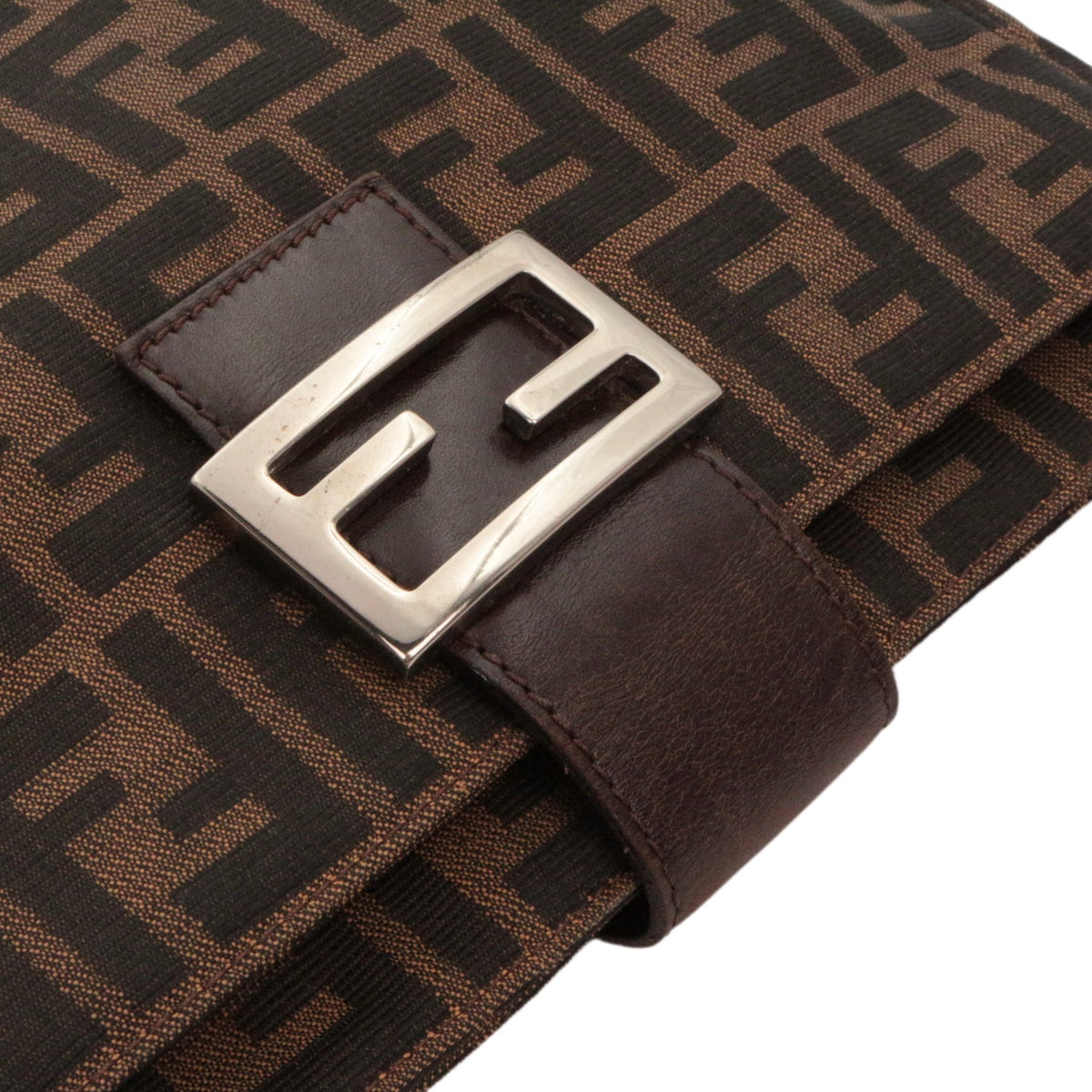 FENDI Vintage Brown Zucca Canvas FF Buckle Shoulder Bag [Used]