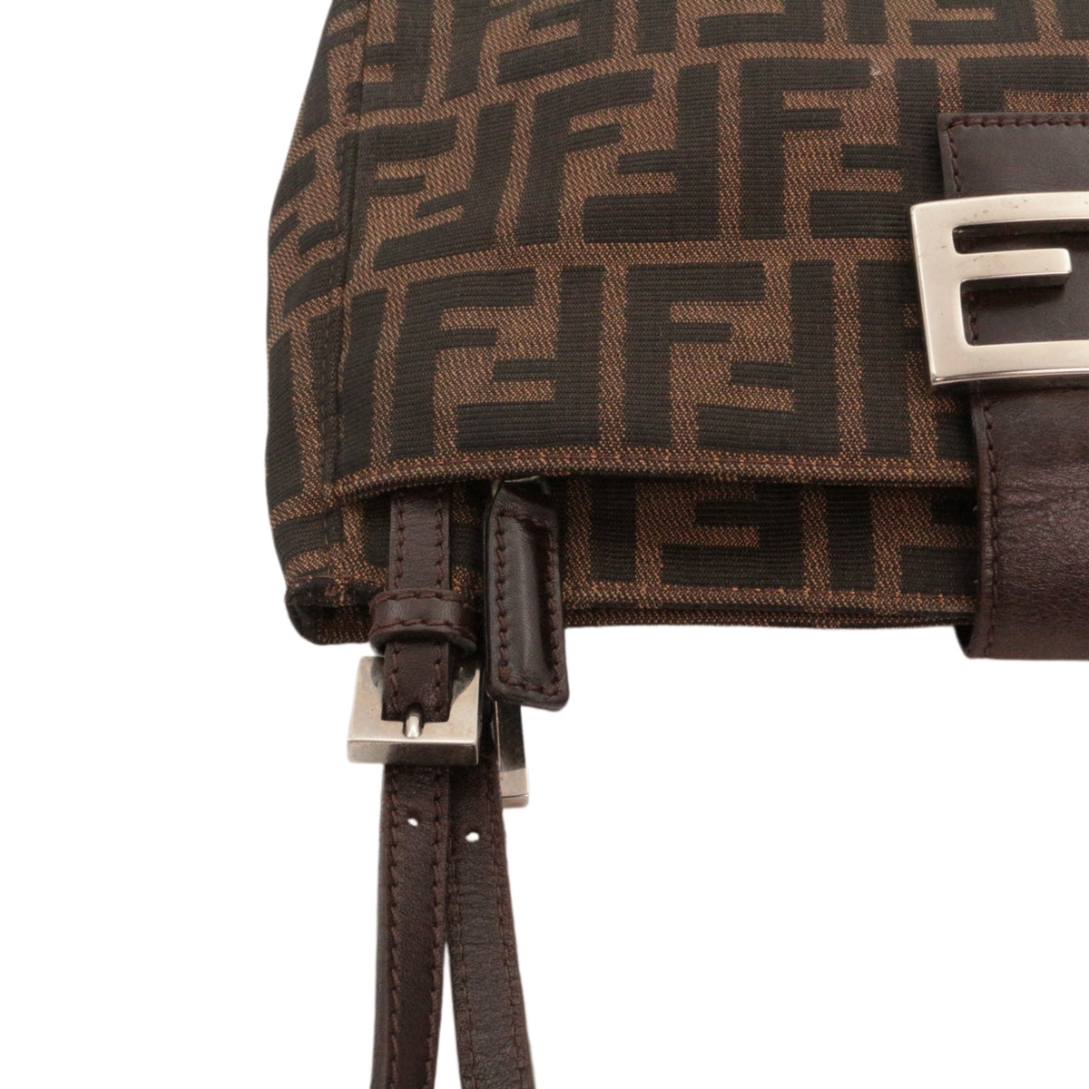FENDI Vintage Brown Zucca Canvas FF Buckle Shoulder Bag [Used]