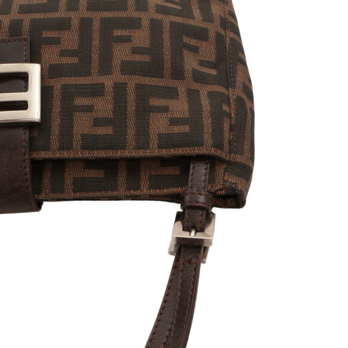 FENDI Vintage Brown Zucca Canvas FF Buckle Shoulder Bag [Used]