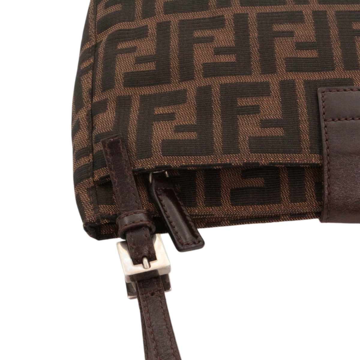 FENDI Vintage Brown Zucca Canvas FF Buckle Shoulder Bag [Used]