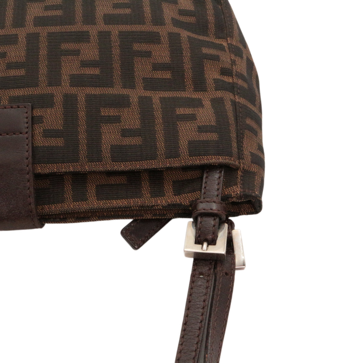 FENDI Vintage Brown Zucca Canvas FF Buckle Shoulder Bag [Used]