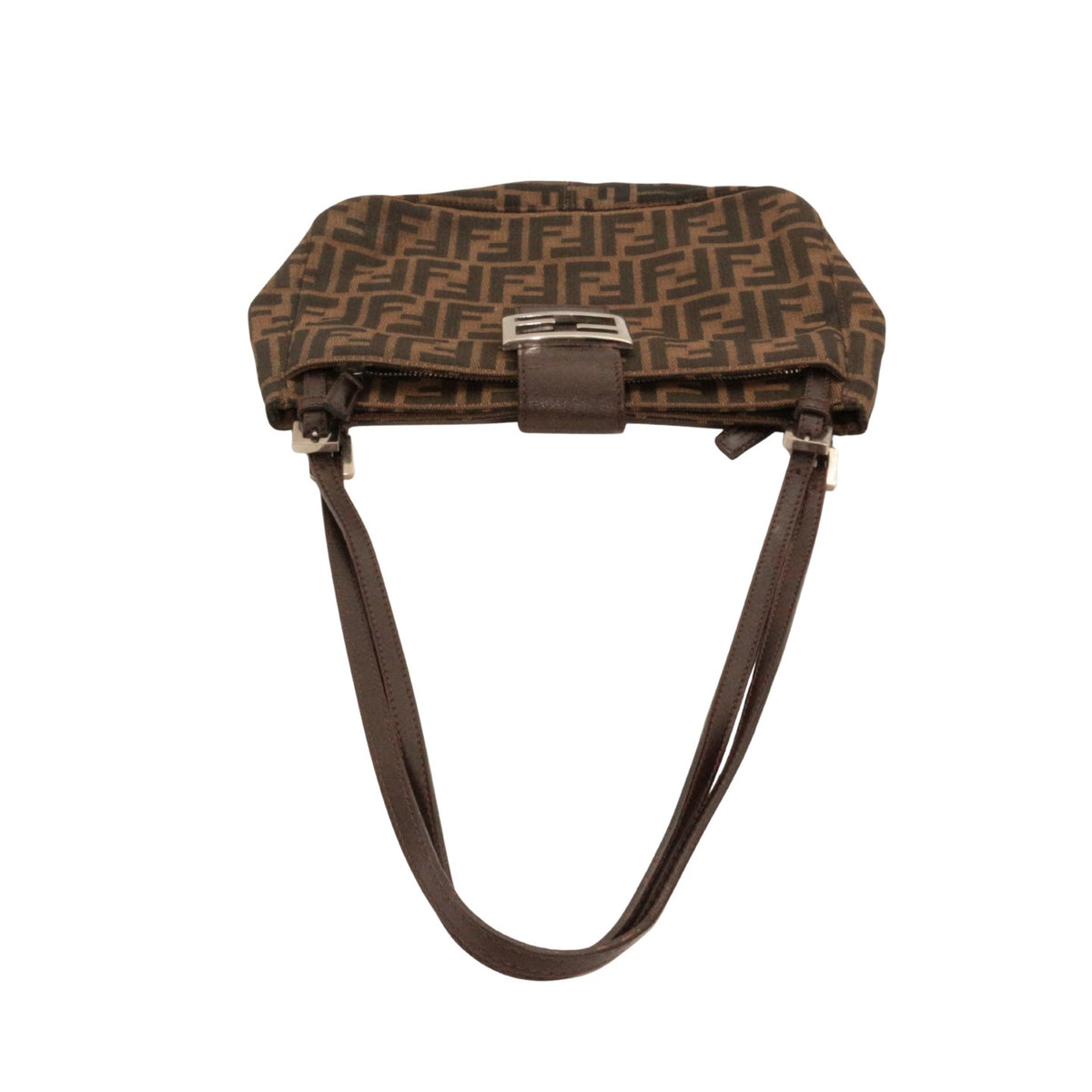 FENDI Vintage Brown Zucca Canvas FF Buckle Shoulder Bag [Used]