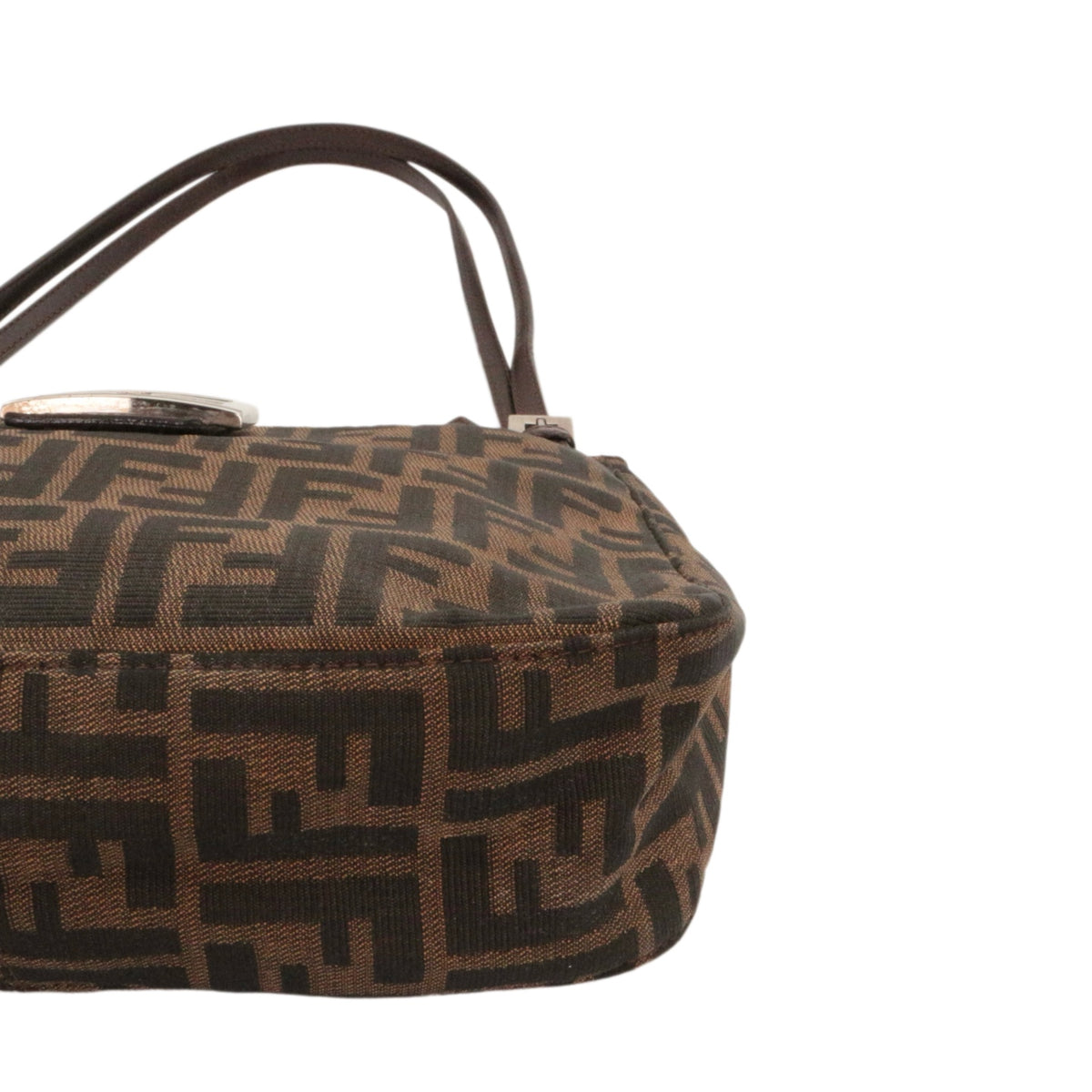 FENDI Vintage Brown Zucca Canvas FF Buckle Shoulder Bag [Used]