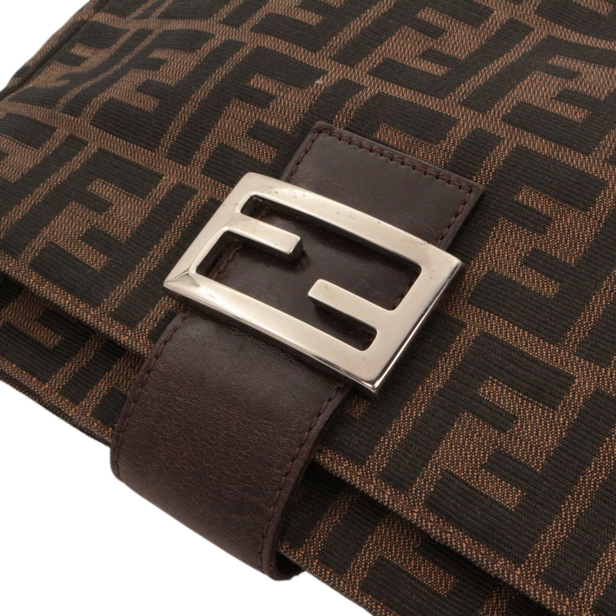 FENDI Vintage Brown Zucca Canvas FF Buckle Shoulder Bag [Used]