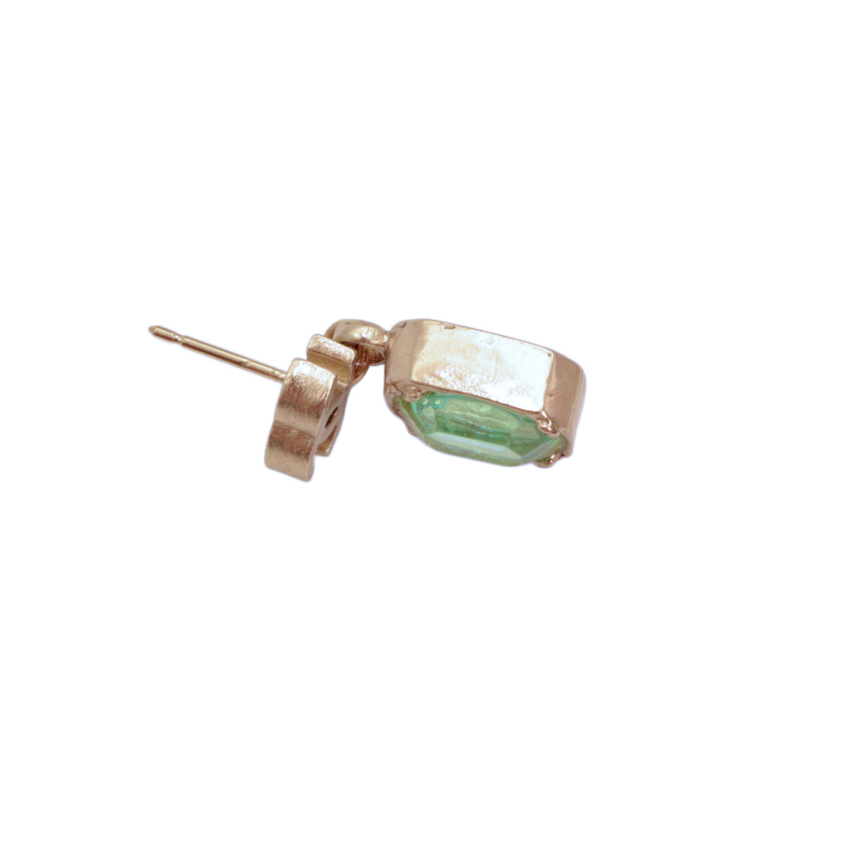 CHANEL 07A Gold Tone Blue Green Crystal Double CC Drop Earrings [Used]