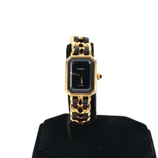CHANEL Vintage Black & Gold Chain Leather Première Watch [Used]