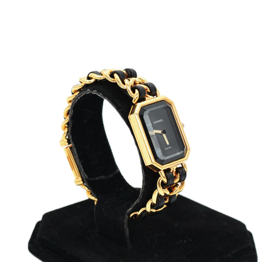 CHANEL Vintage Black & Gold Chain Leather Première Watch [Used]