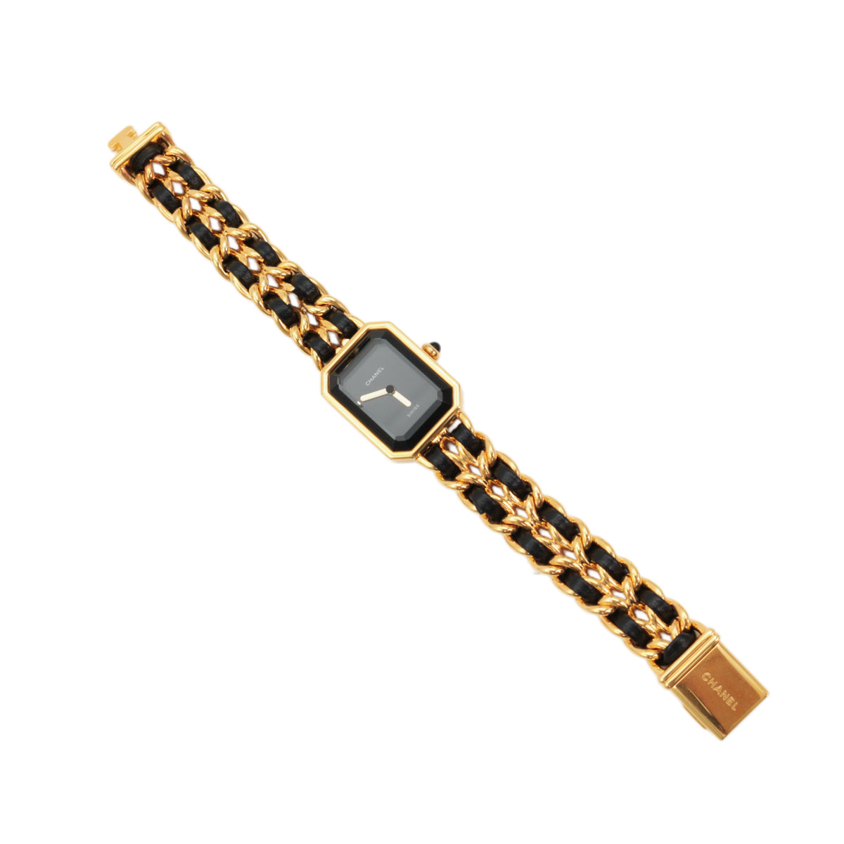 CHANEL Vintage Black & Gold Chain Leather Première Watch [Used]