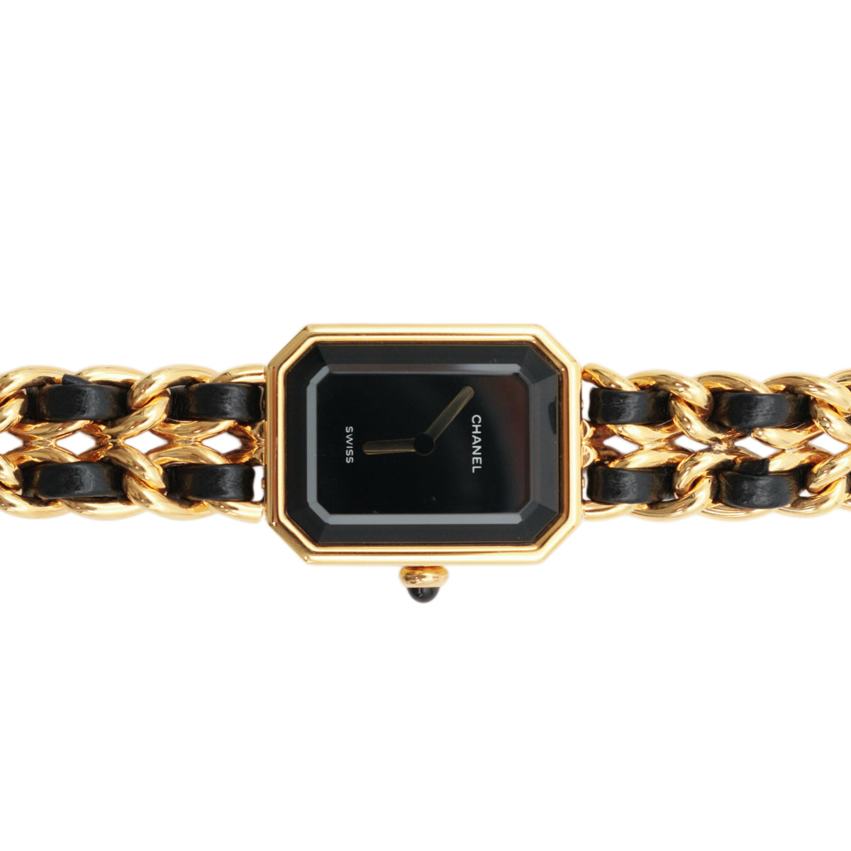 CHANEL Vintage Black & Gold Chain Leather Première Watch [Used]