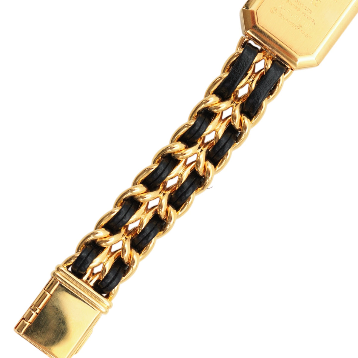CHANEL Vintage Black & Gold Chain Leather Première Watch [Used]