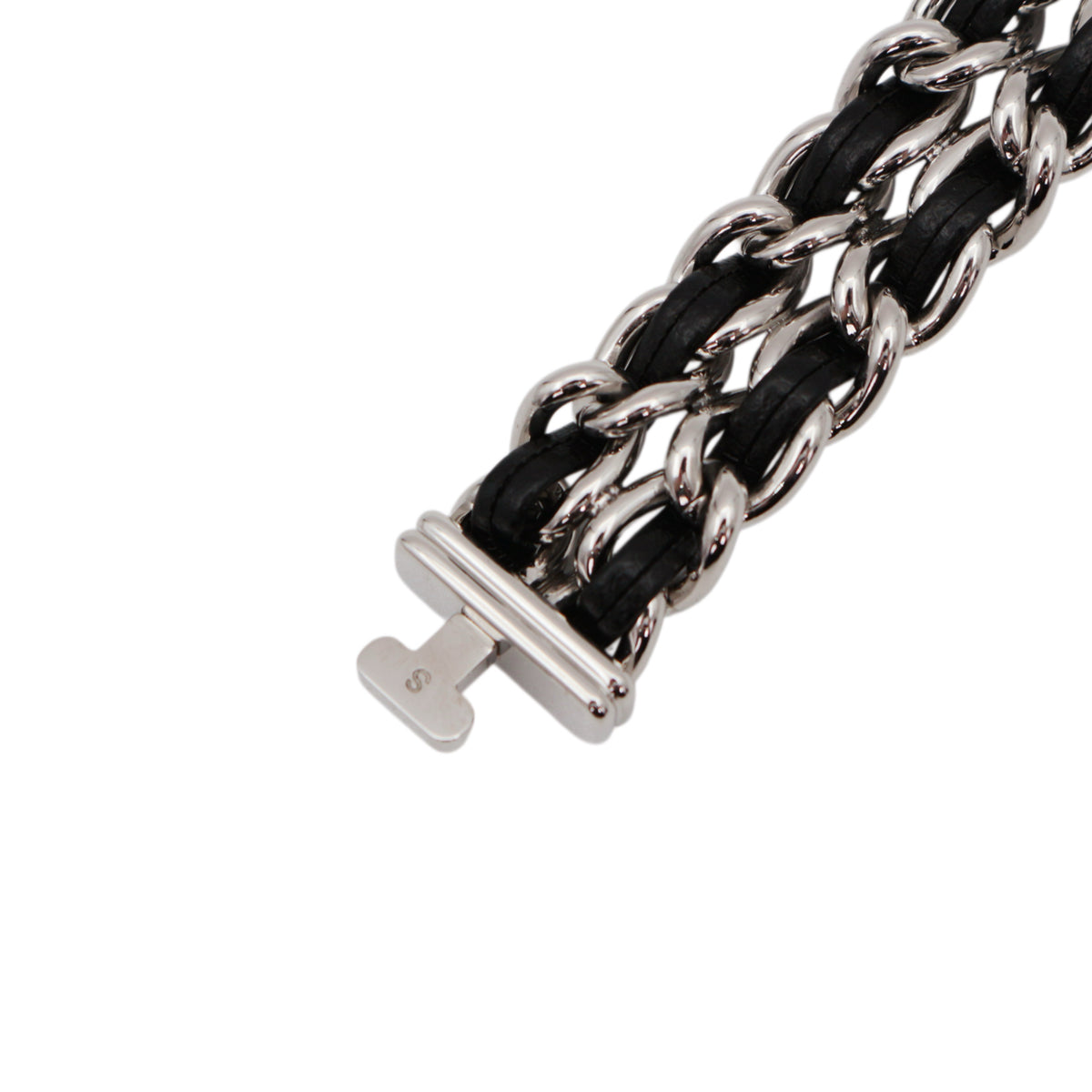 CHANEL Vintage Première Black & Silver Leather Chain Watch Size S [Used]
