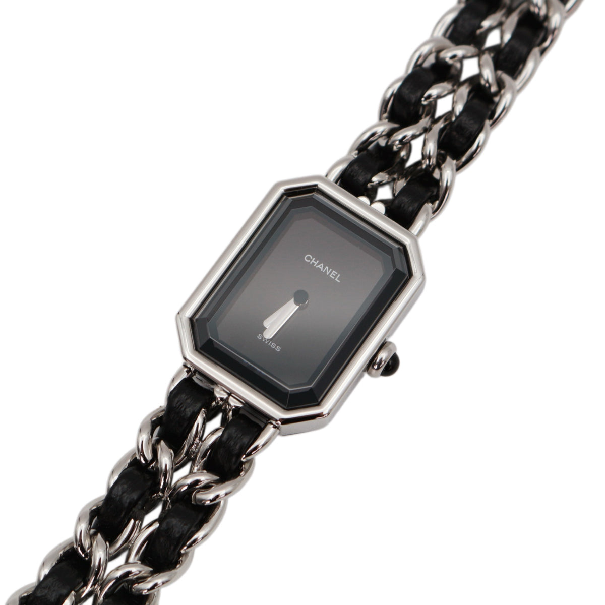 CHANEL Vintage Première Black & Silver Leather Chain Watch Size S [Used]