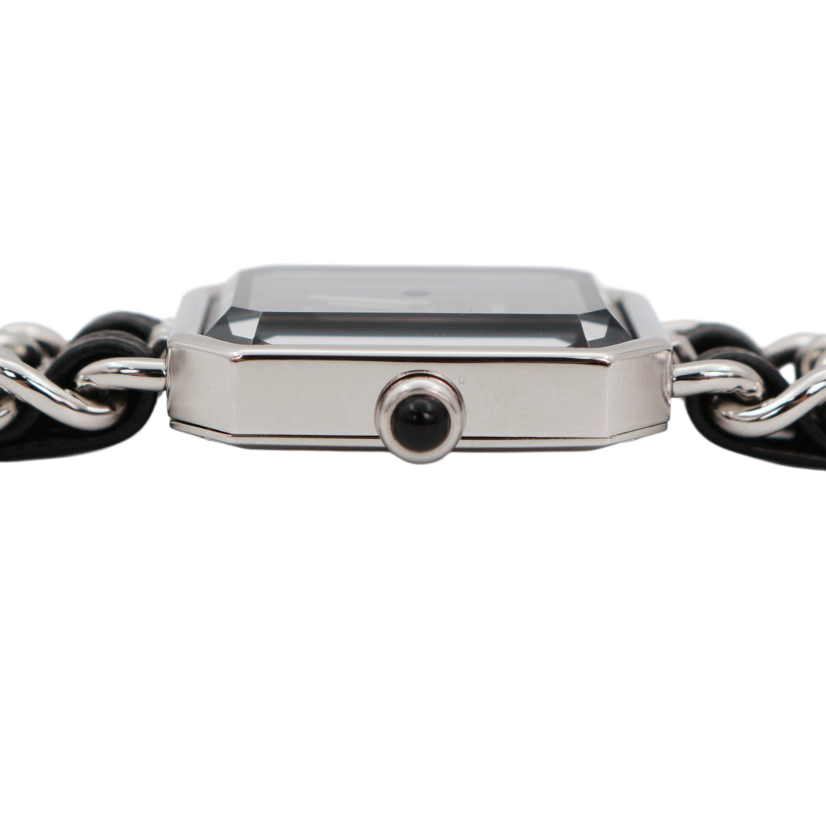 CHANEL Vintage Première Black & Silver Leather Chain Watch Size S [Used]