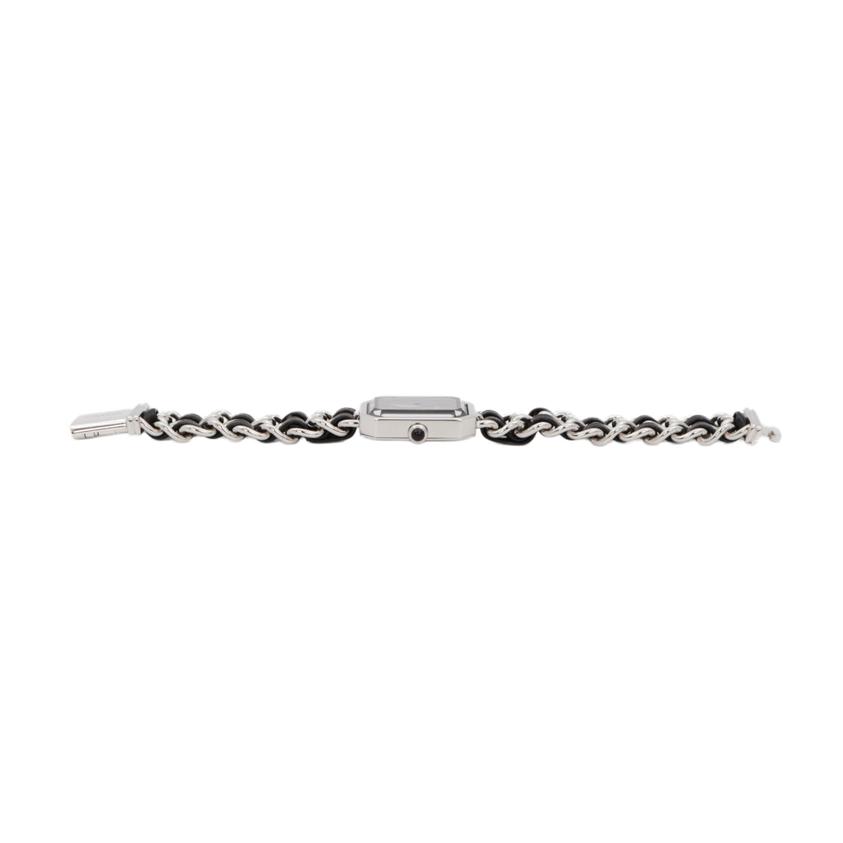 CHANEL Vintage Première Black & Silver Leather Chain Watch Size S [Used]