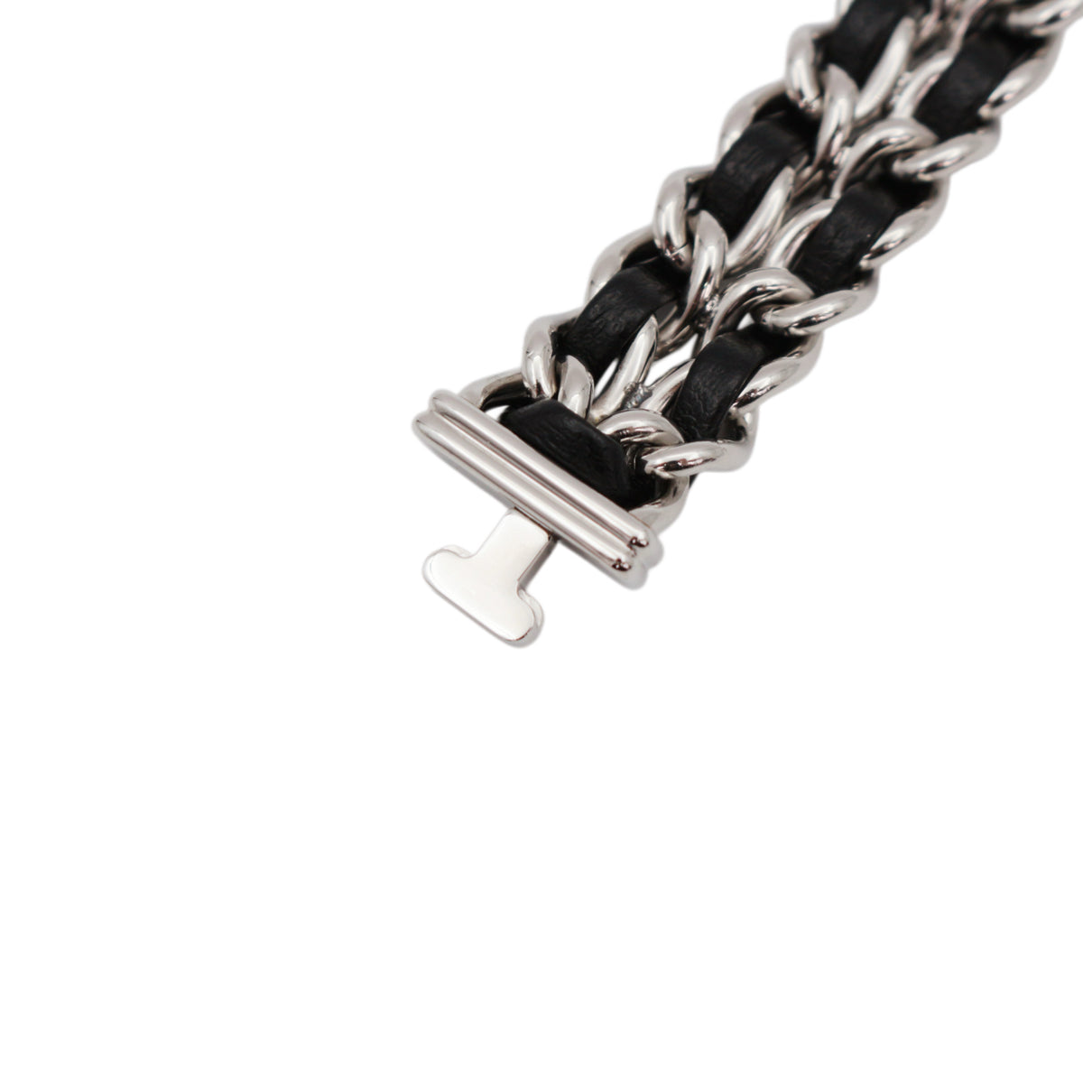 CHANEL Vintage Première Black & Silver Leather Chain Watch Size S [Used]