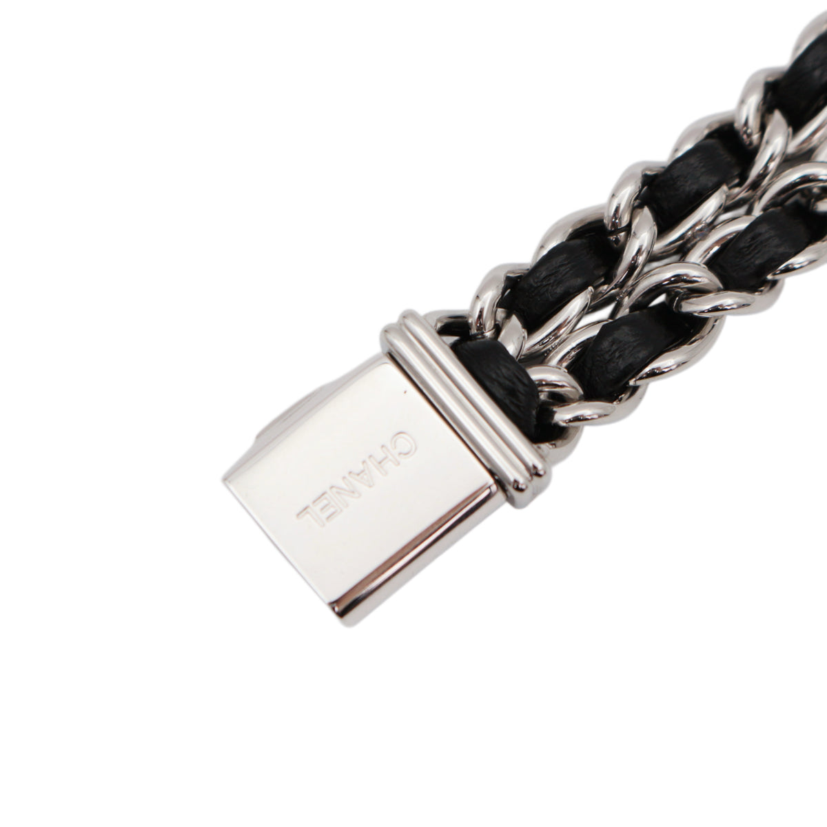 CHANEL Vintage Première Black & Silver Leather Chain Watch Size S [Used]