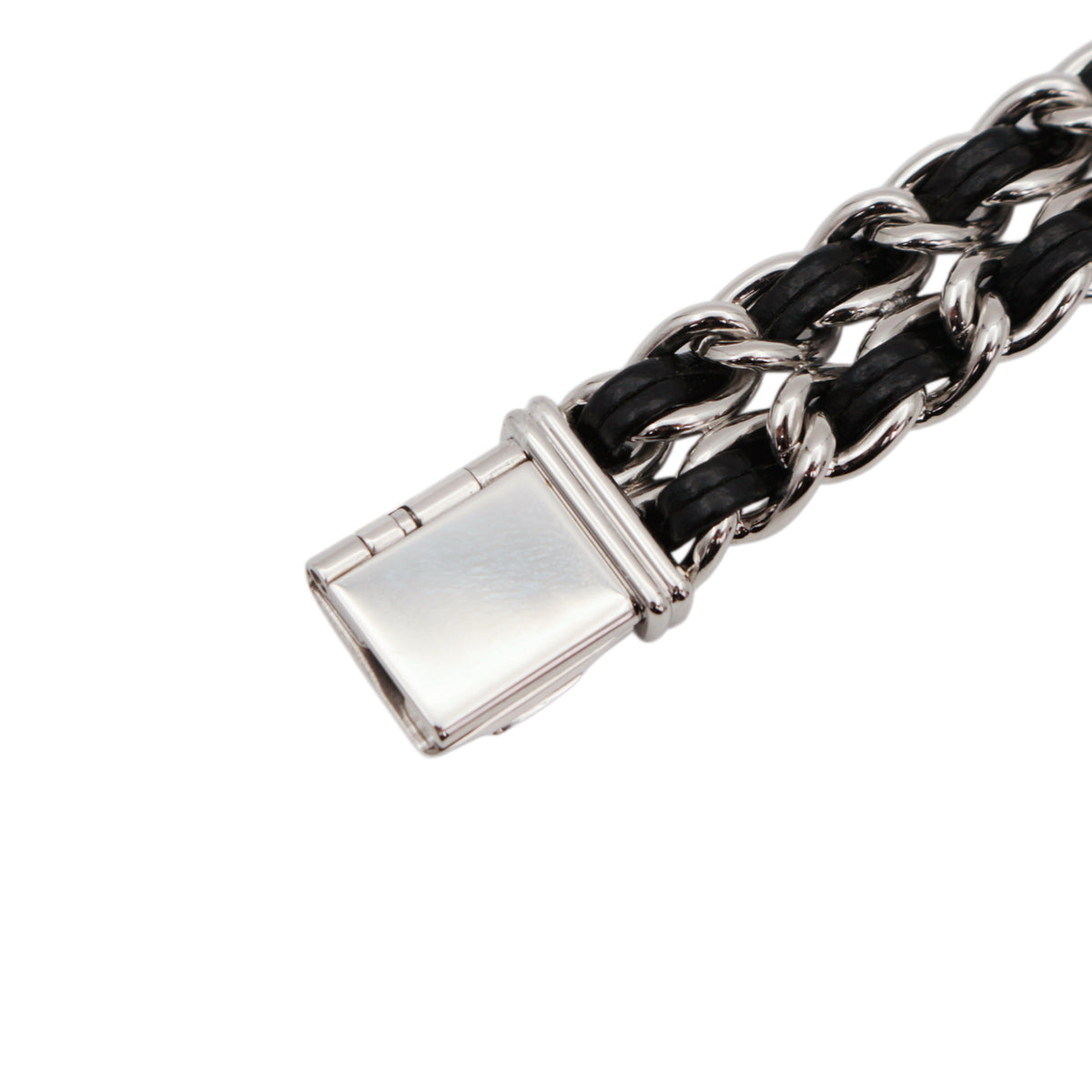 CHANEL Vintage Première Black & Silver Leather Chain Watch Size S [Used]