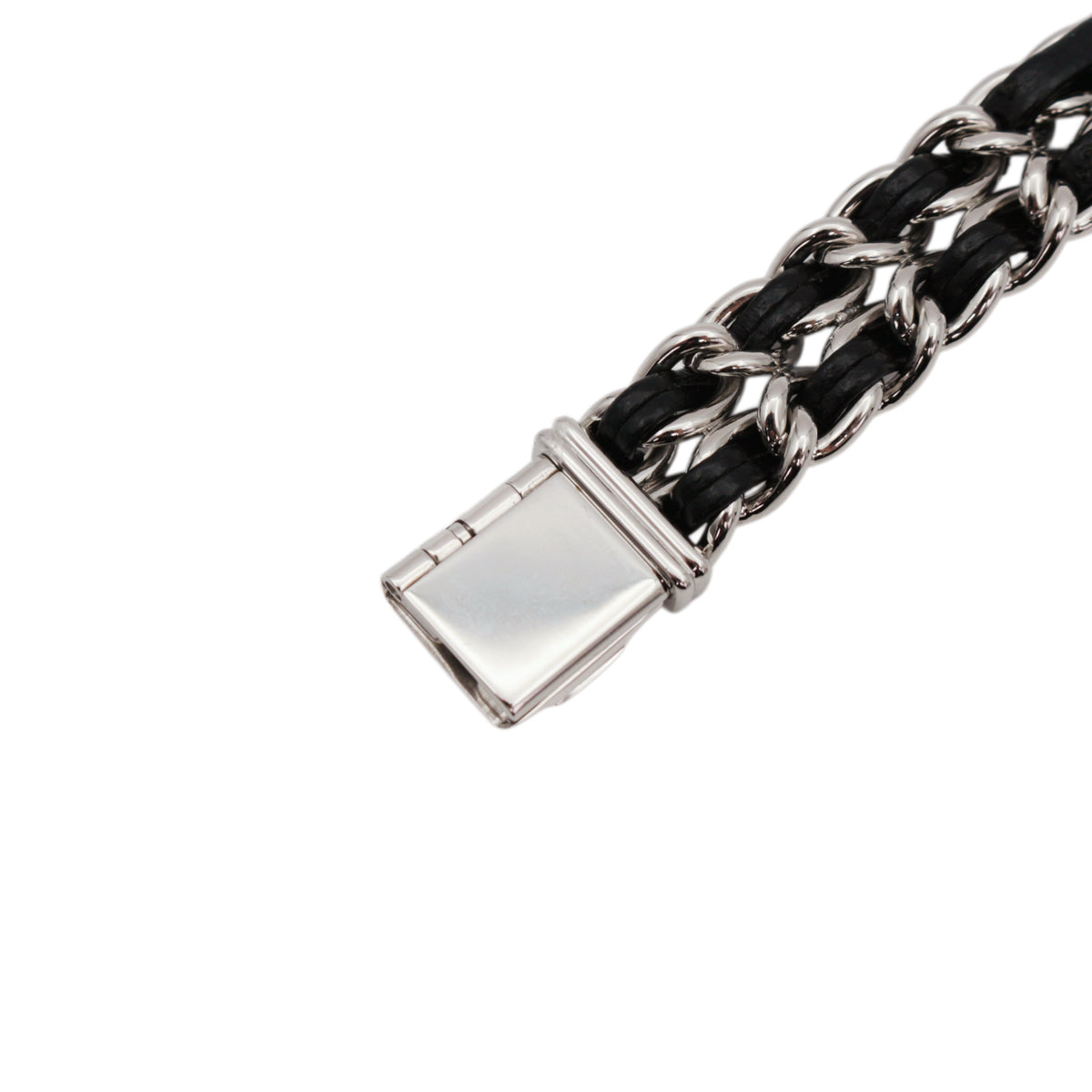 CHANEL Vintage Première Black & Silver Leather Chain Watch Size S [Used]