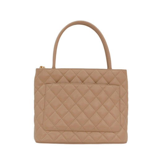CHANEL Beige Caviar Medallion Tote Bag [Used]