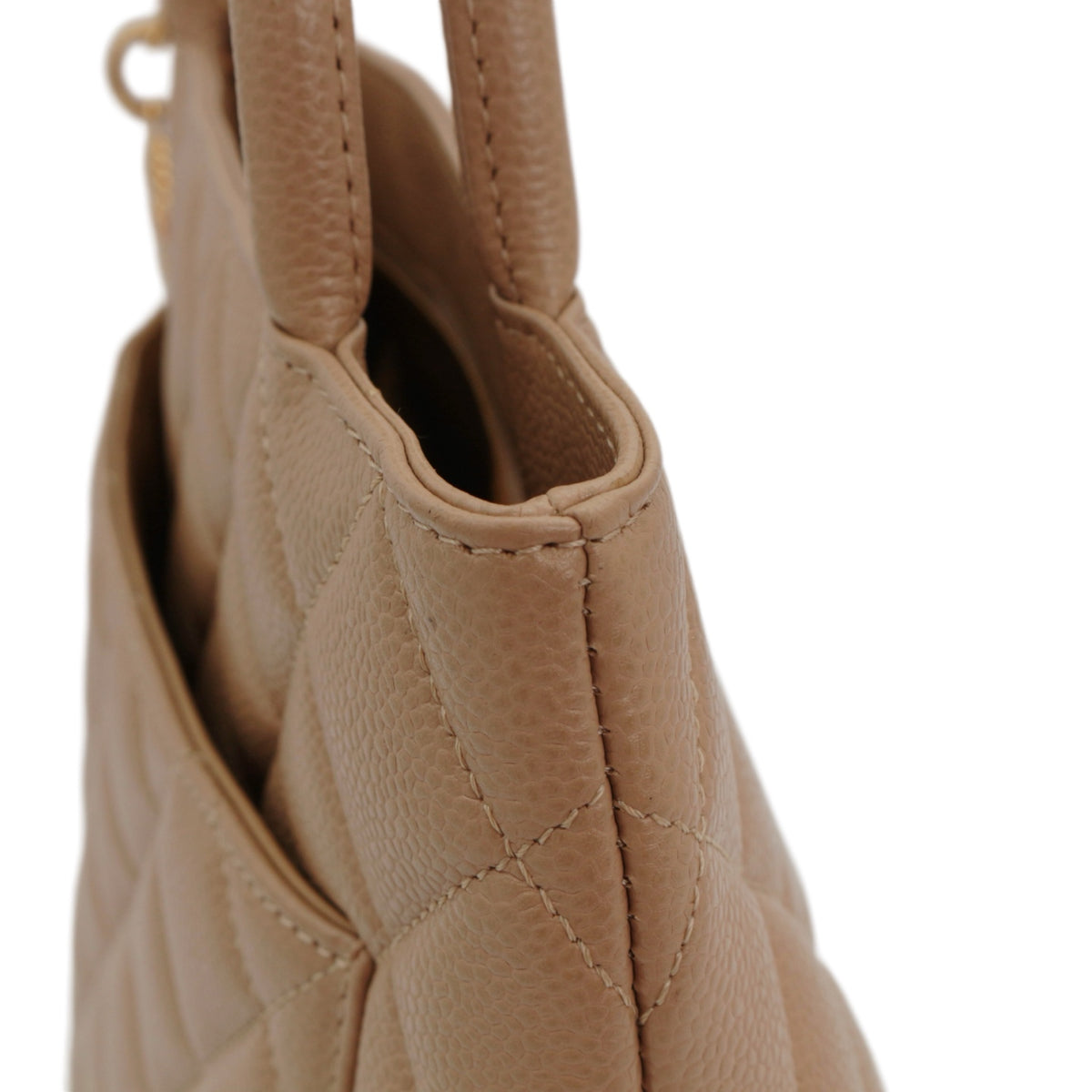 CHANEL Beige Caviar Medallion Tote Bag [Used]