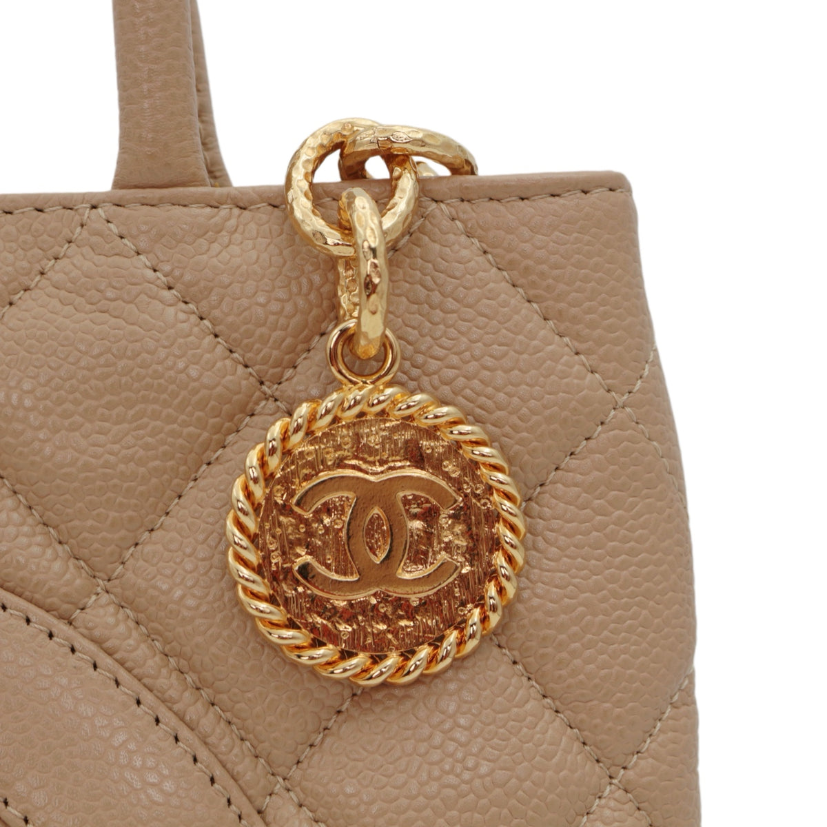 CHANEL Beige Caviar Medallion Tote Bag [Used]