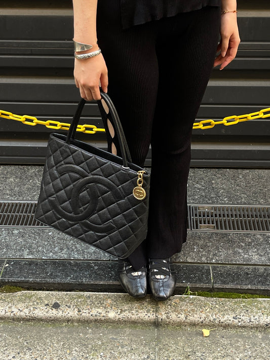 CHANEL Black Caviar Medallion Tote Bag [Used]