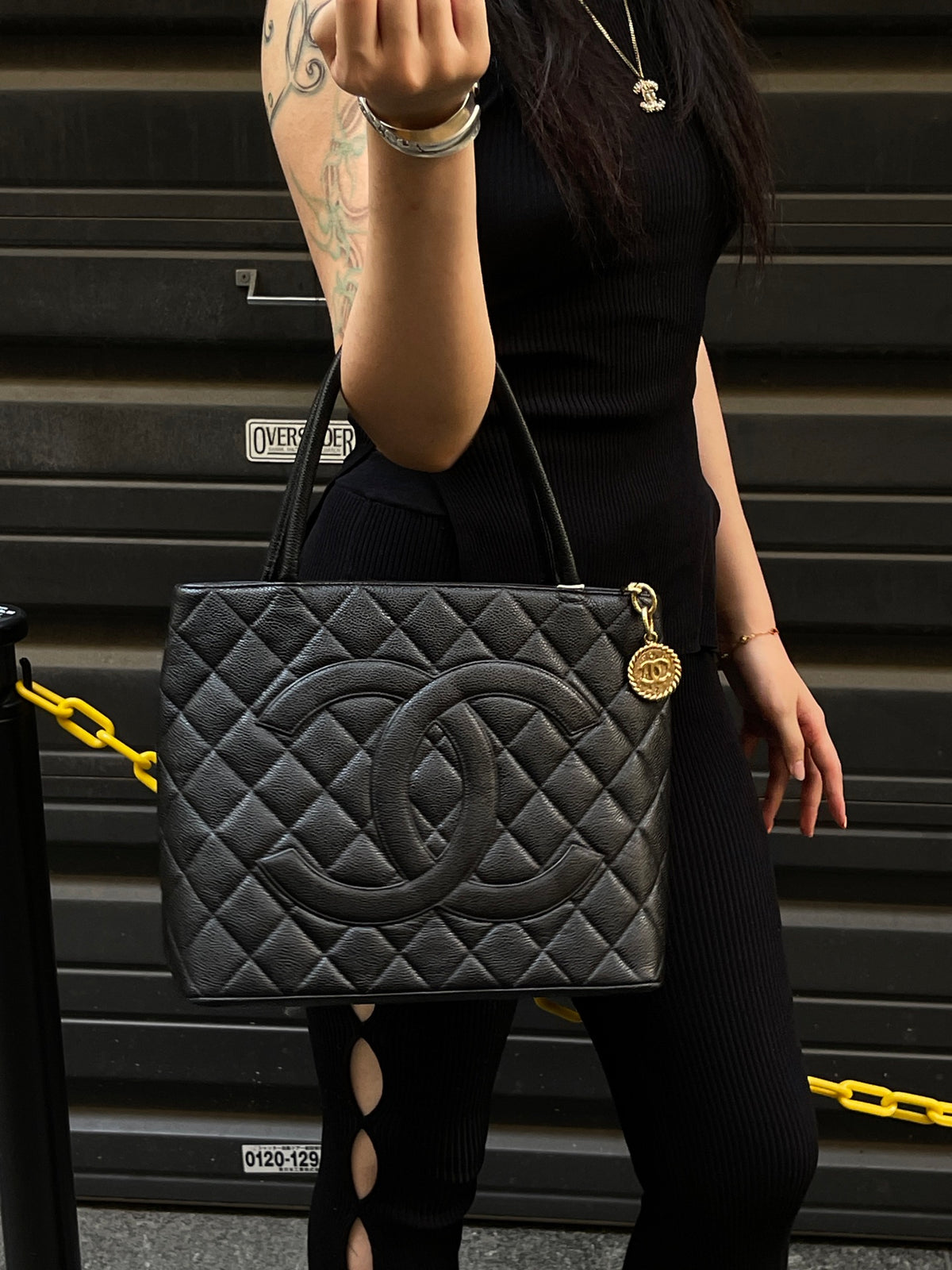 CHANEL Black Caviar Medallion Tote Bag [Used]