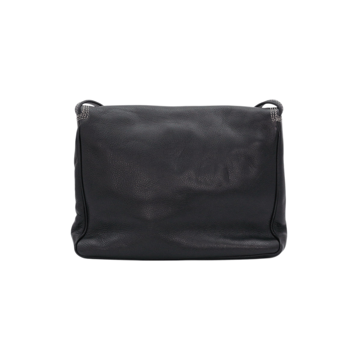 LOEWE Vintage Black Leather Anagram Flap Messenger Bag [Used]