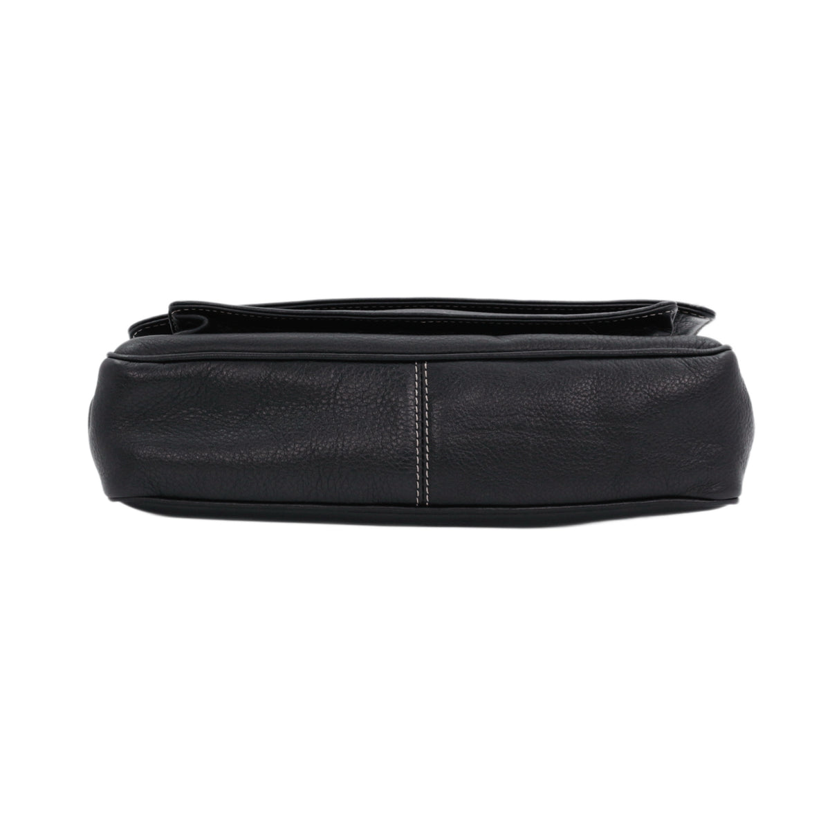 LOEWE Vintage Black Leather Anagram Flap Messenger Bag [Used]