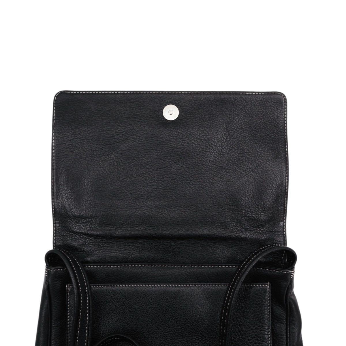 LOEWE Vintage Black Leather Anagram Flap Messenger Bag [Used]