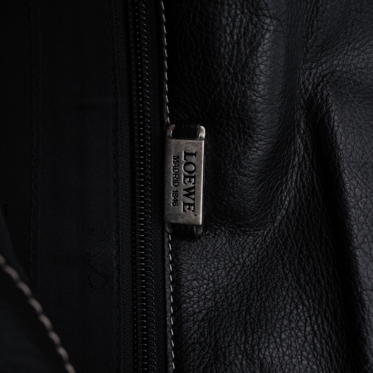 LOEWE Vintage Black Leather Anagram Flap Messenger Bag [Used]