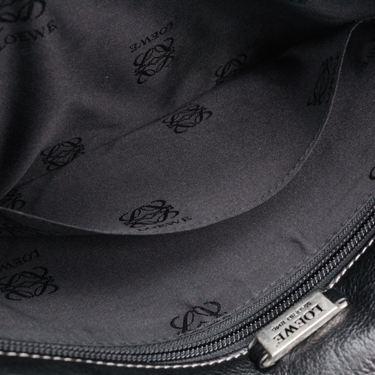 LOEWE Vintage Black Leather Anagram Flap Messenger Bag [Used]