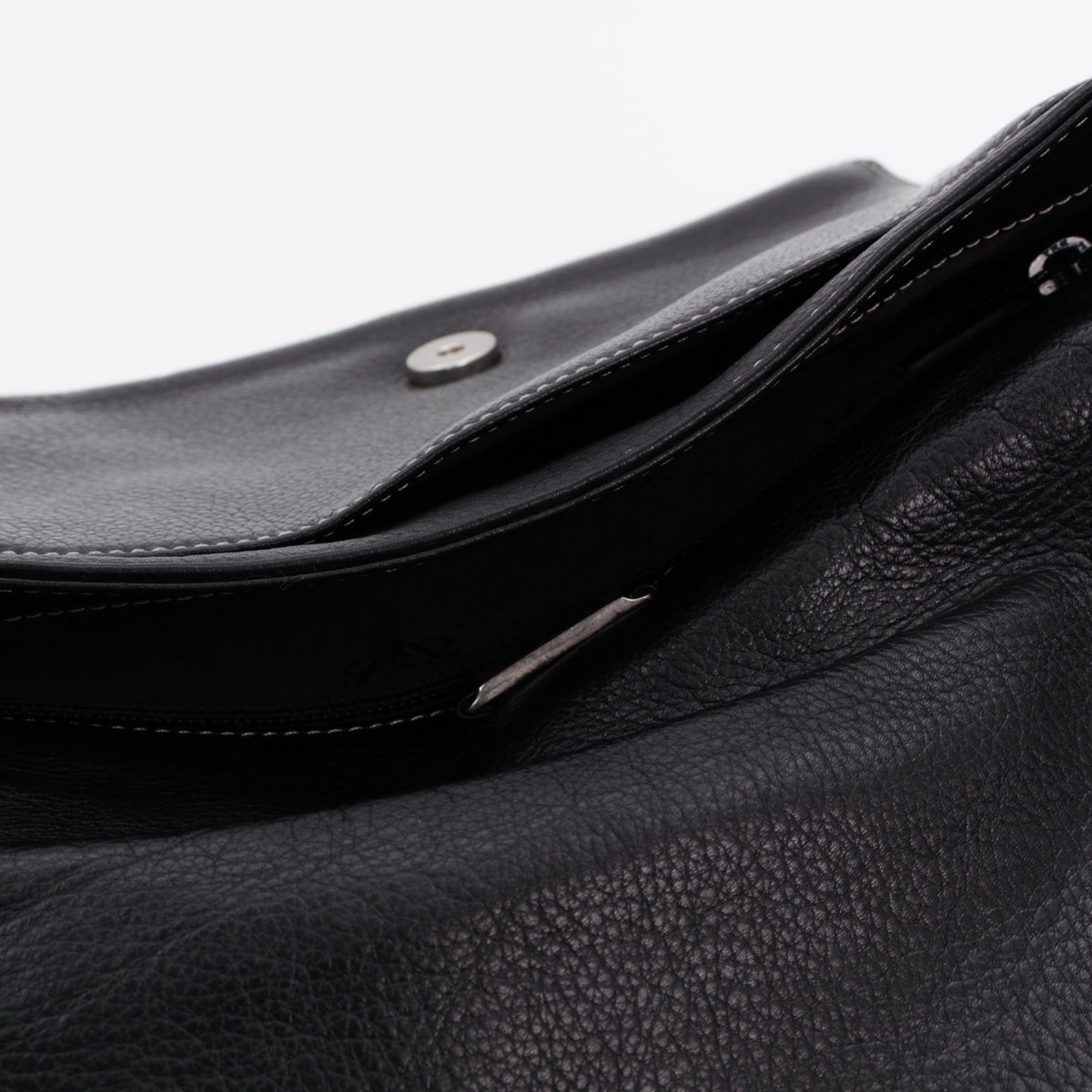 LOEWE Vintage Black Leather Anagram Flap Messenger Bag [Used]