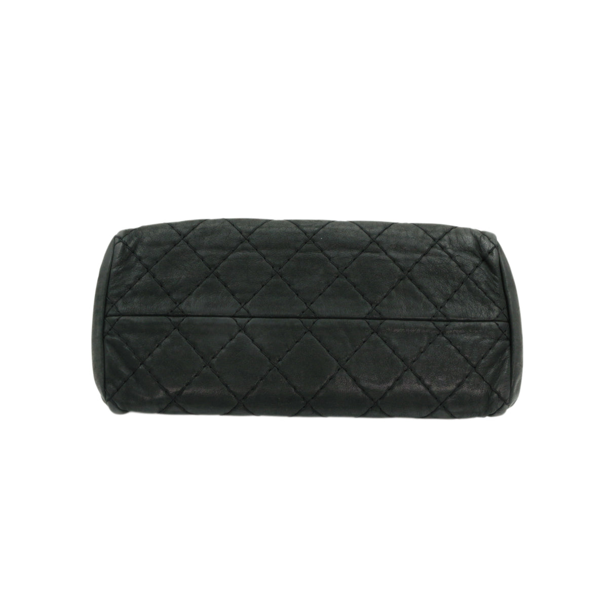 CHANEL Grey Green Quilted Calfskin CC Charm Bowling Shoulder Bag [Used]