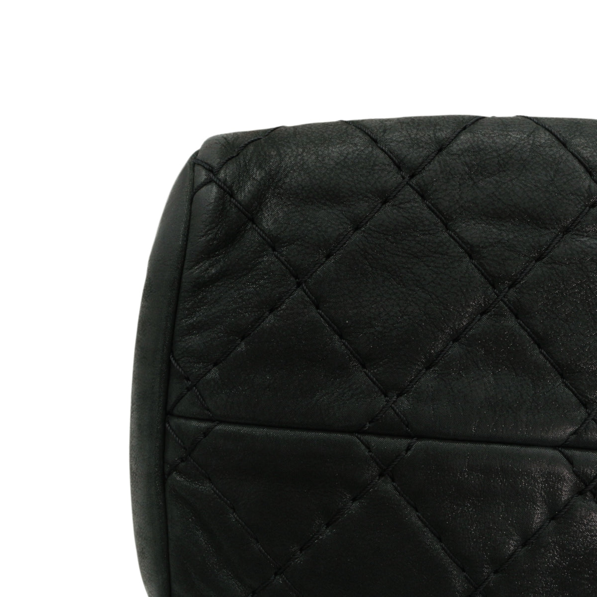 CHANEL Grey Green Quilted Calfskin CC Charm Bowling Shoulder Bag [Used]