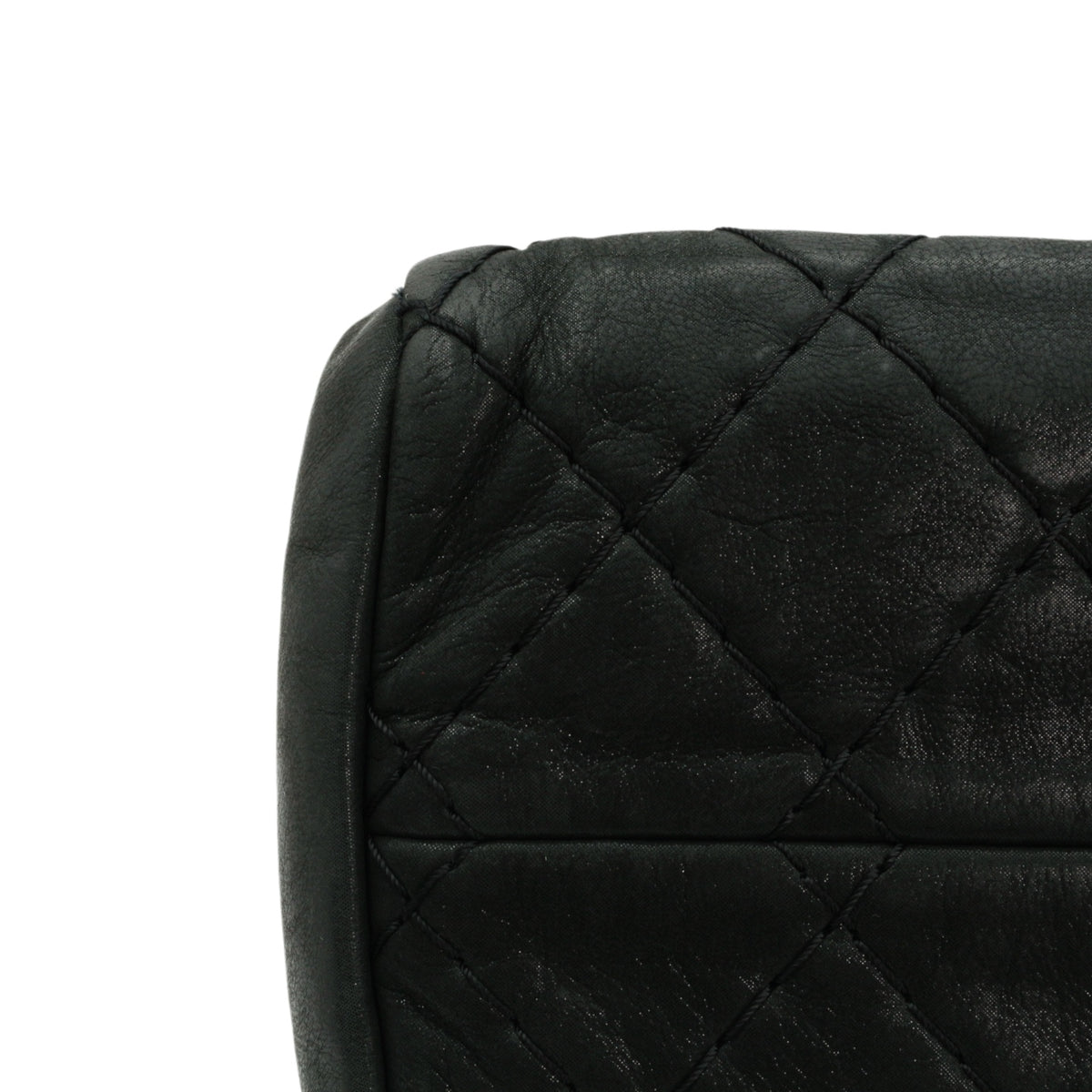 CHANEL Grey Green Quilted Calfskin CC Charm Bowling Shoulder Bag [Used]