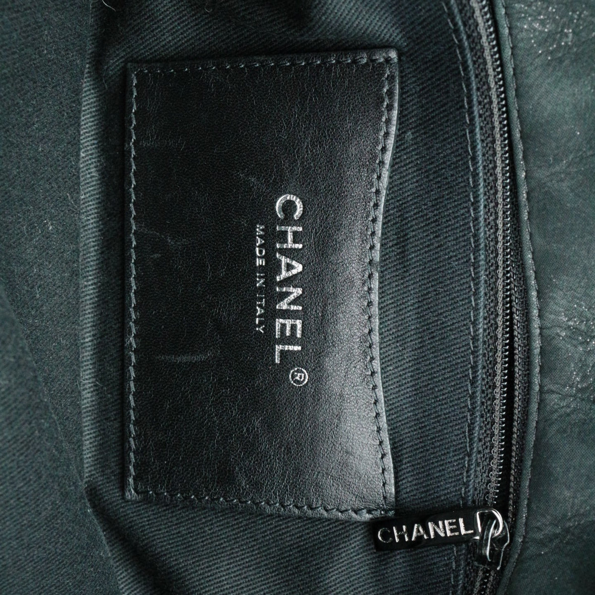 CHANEL Grey Green Quilted Calfskin CC Charm Bowling Shoulder Bag [Used]