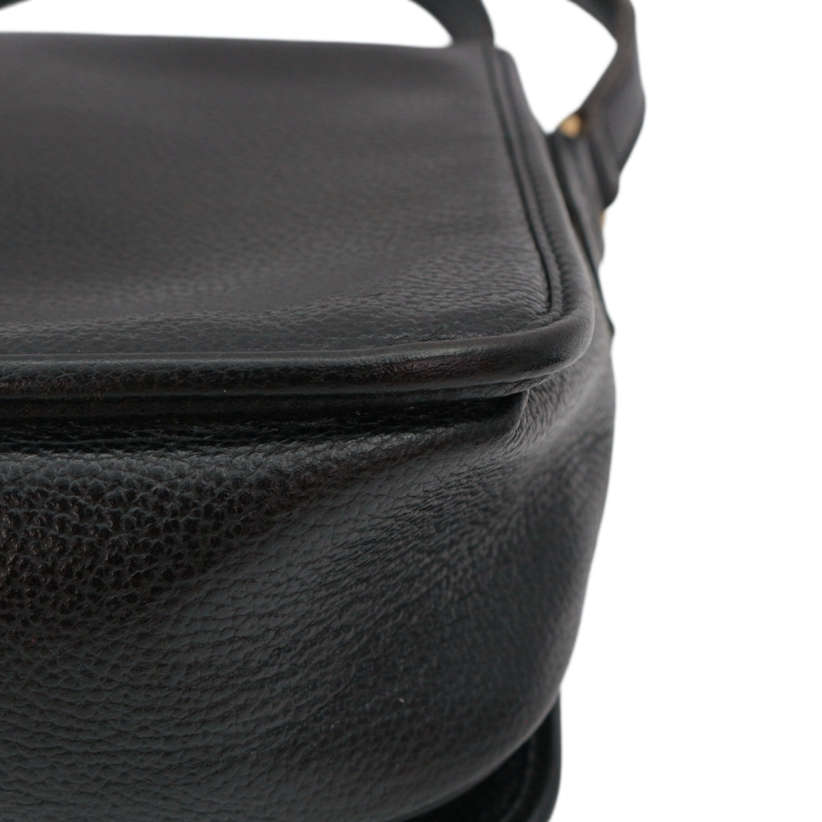 YVES SAINT LAURENT Vintage Black Leather YSL Logo Flap Shoulder Bag [Used]