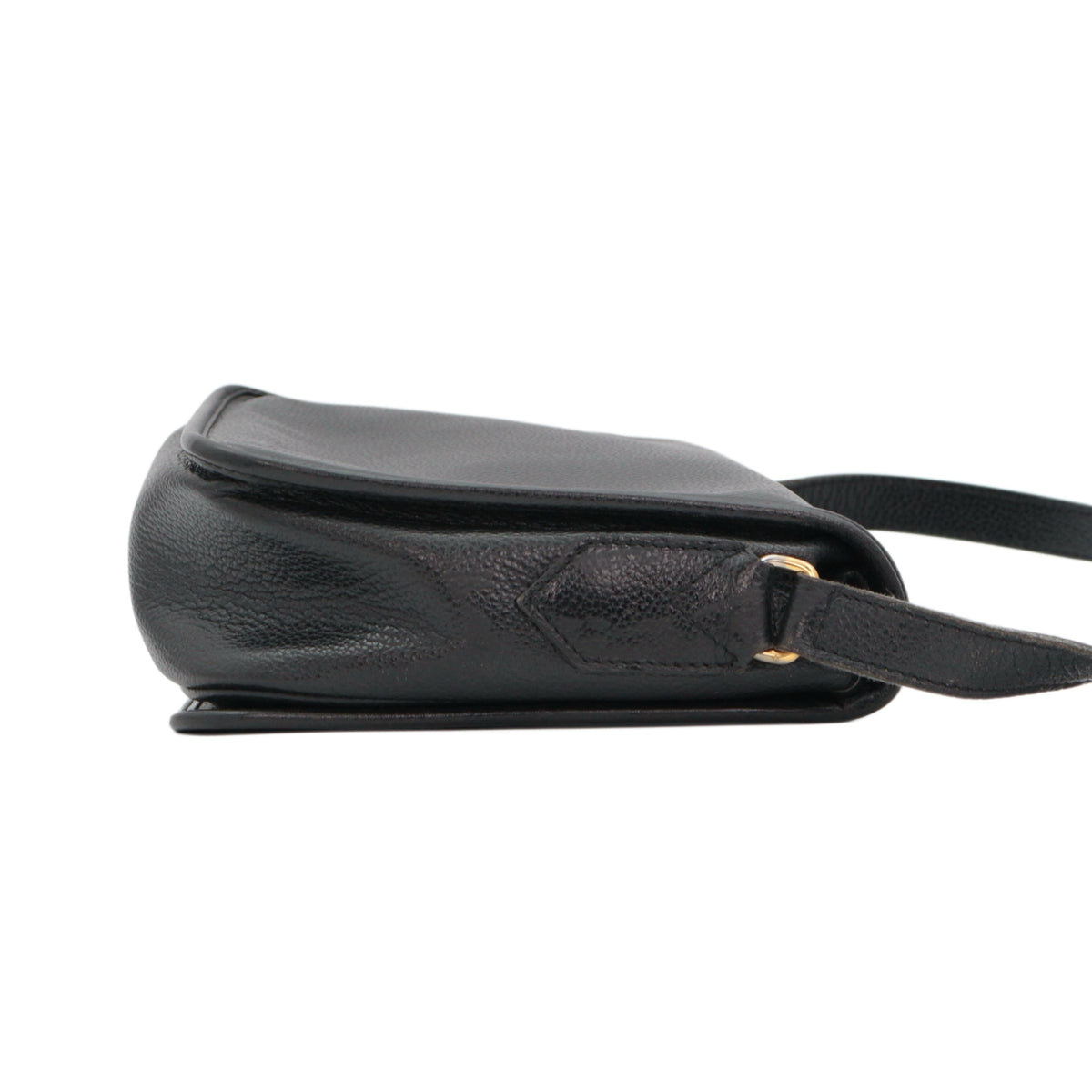 YVES SAINT LAURENT Vintage Black Leather YSL Logo Flap Shoulder Bag [Used]