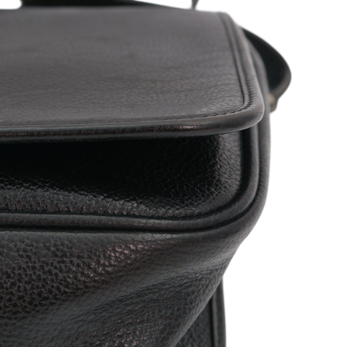 YVES SAINT LAURENT Vintage Black Leather YSL Logo Flap Shoulder Bag [Used]